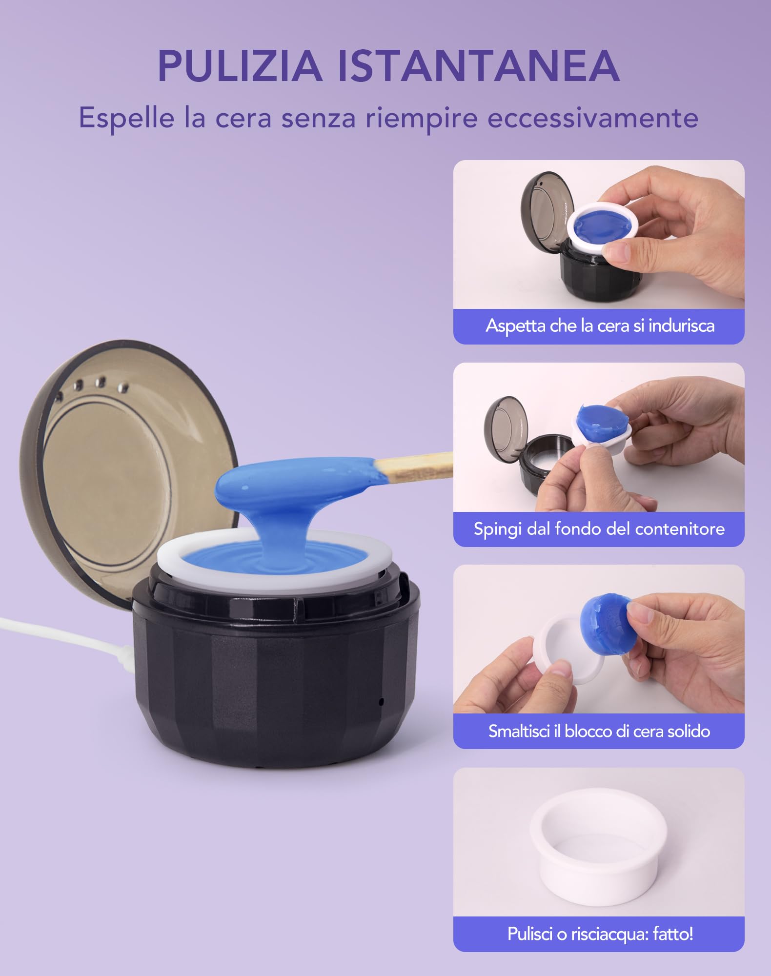 mini Cera per peli del naso, Nose Wax Kit per Uomini e Donne, Epilatore portatile per peli del naso Set per ceretta con mini macchina per ceretta, Riscaldamento rapido USB