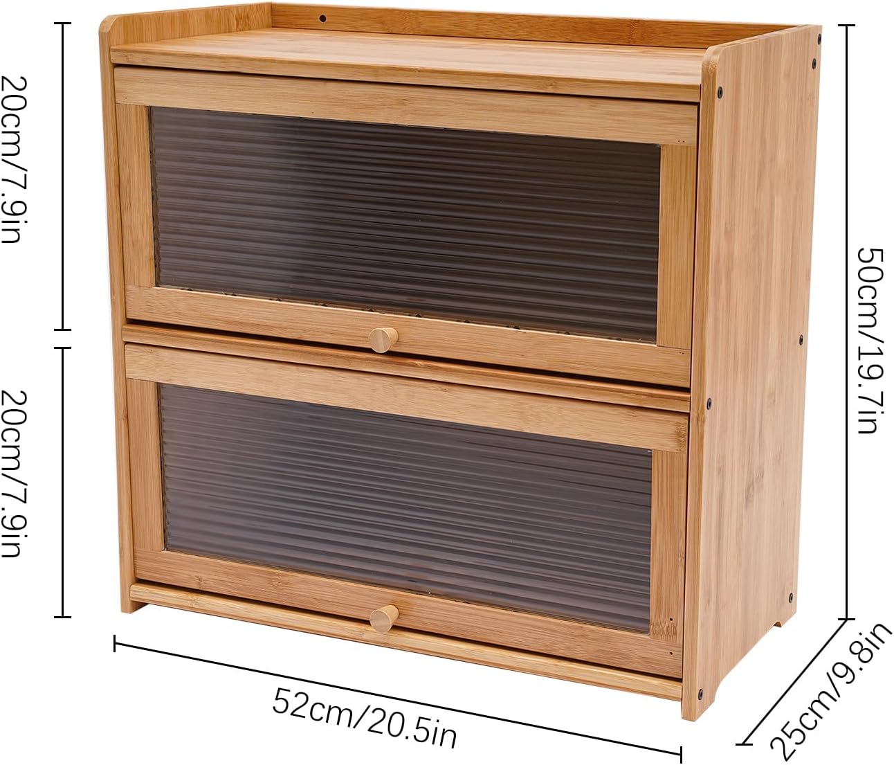 2-Tier Kitchen Storage Cabinet, Mini Countertop Cabinet, Bamboo Countertop Storage Cabinet with Flip-Up Door Organizer Shelf for Spice Bottles, Plates, Cups,Dish, Bowl, Spice Counter Top Cabinet