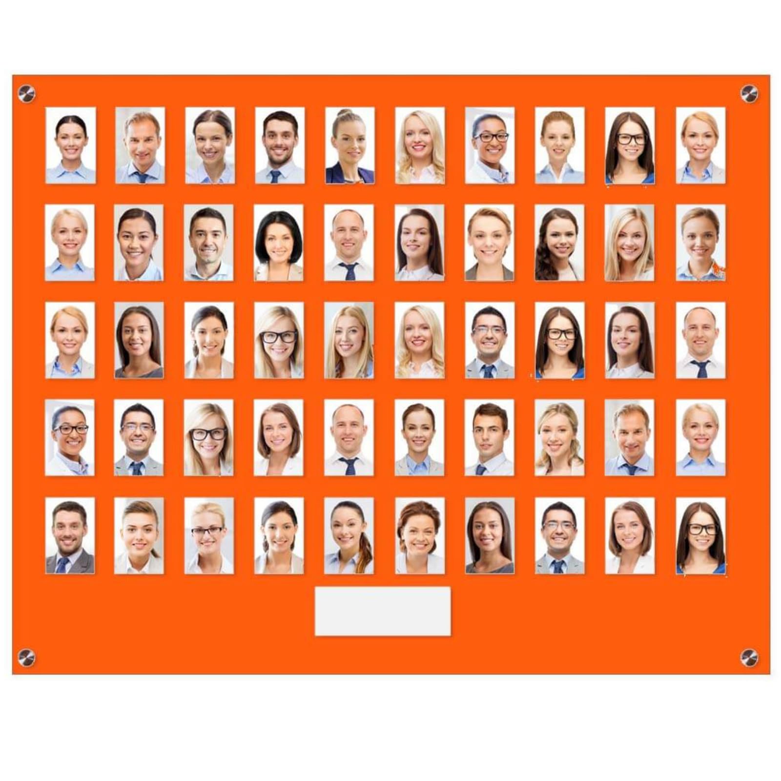 Get Acrylic Photo Frames - Orange 50 Pocket Image Staff, Student, Employee Display Board with Pocket Header. 605mm Height x 760mm Width (60.6cm x 76cm)