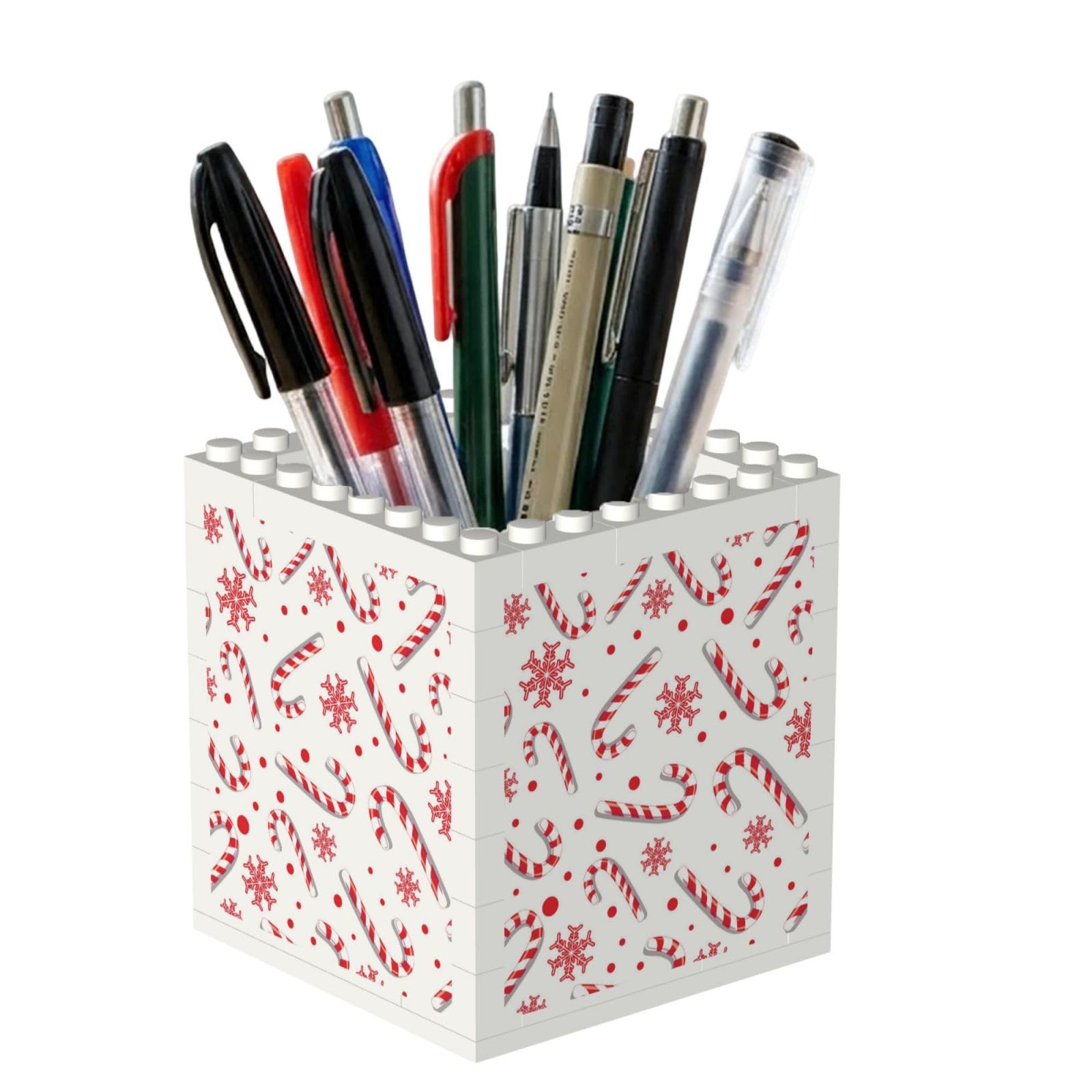 Poadnly Christmas Red Candy Cane, Pen Pot Pencil Holder for Office Home School, Compact Desk Organiser for Office Stationery