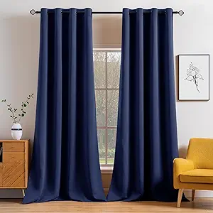 MIULEE Blackout Curtains 96 Inches Long for Bedroom Living Room Thermal Insulated Room Darkening Grommet Top Solid Light Blocking Drapery Set of 2 Window Panels Navy Blue