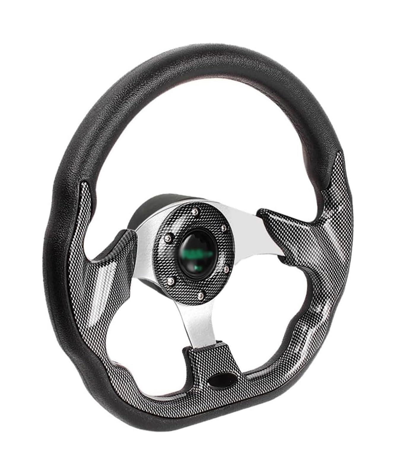 THE WHITE SHOP 12.5 Inch Boat Steering Wheel with 3/4“ Axle Marine Steering Wheel Adapter PU Carbon Fiber Steering Wheel for Most Marine boats,Vessels,Yachts,Pontoons Boat(Pane)
