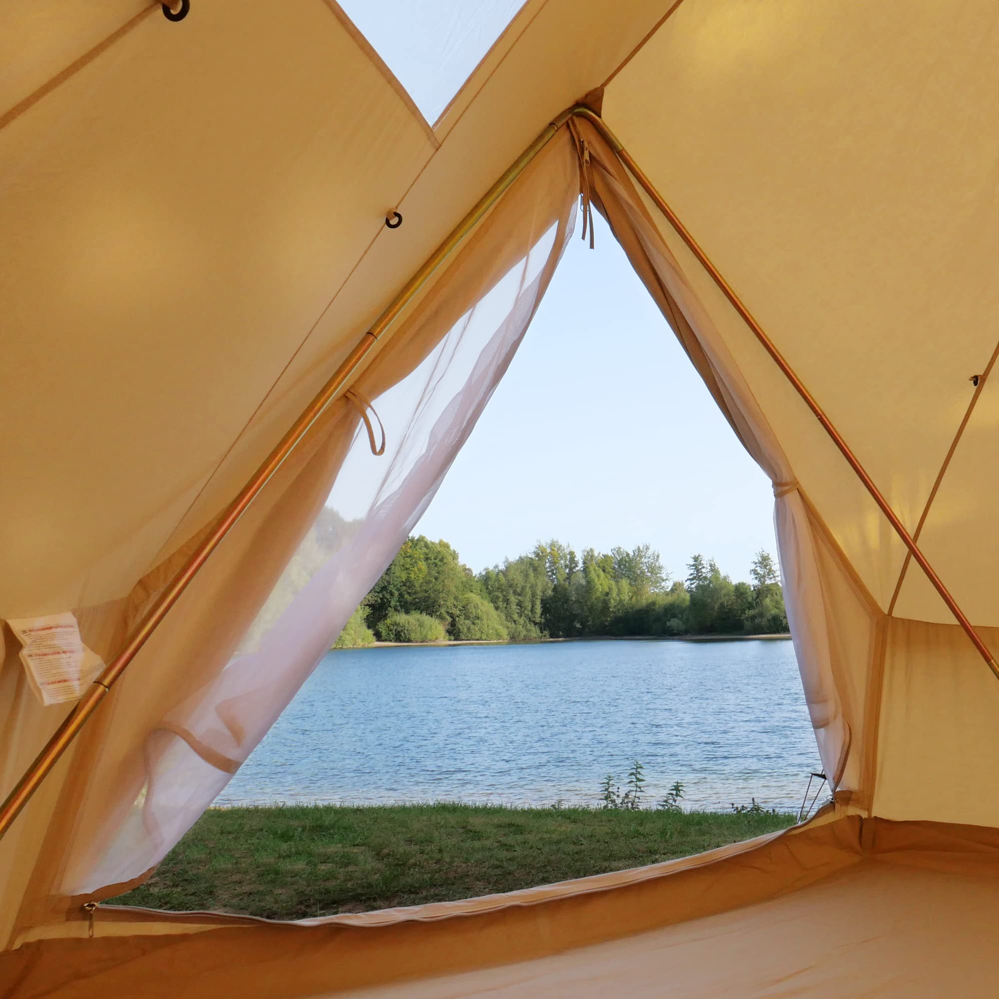 your GEAR Tente Desert en coton - 2 tailles Ø 4 m ou Ø 5 m, pour 4 à 10 personnes - Sol en PVC cousu - Auvent UPF 50+ - Protection 10 000 mm - Colonne d'eau - Tente de camping ronde Tipi