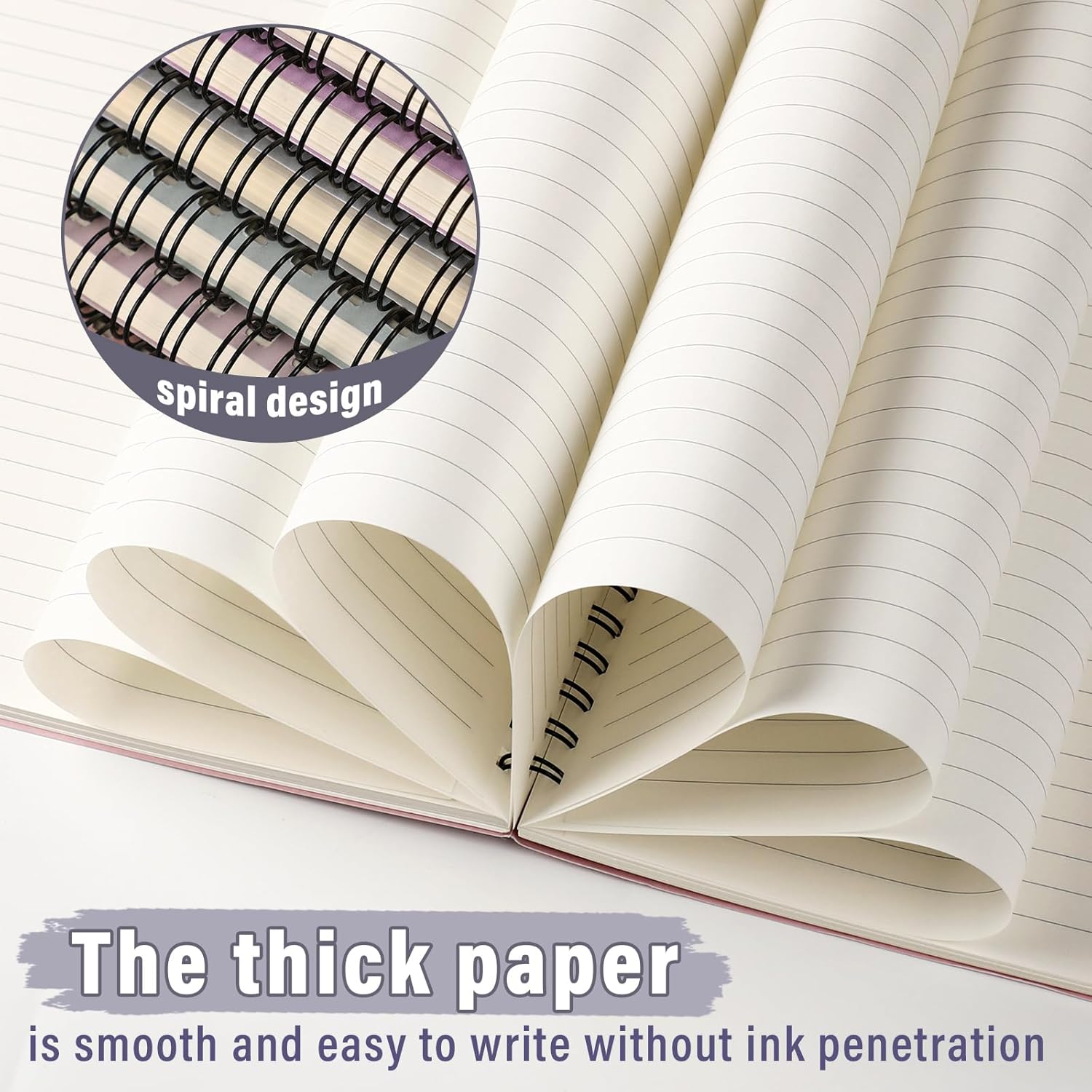 Fuutreo 12 Pcs Spiral Notebook for Work A5 8.3 x 5.7 Inch College Ruled Spiral Journal Notebook Kraft Cover Ruled Paper, 12 Color, 60 Sheets, 120 Pages for Office School(Macaron Color)