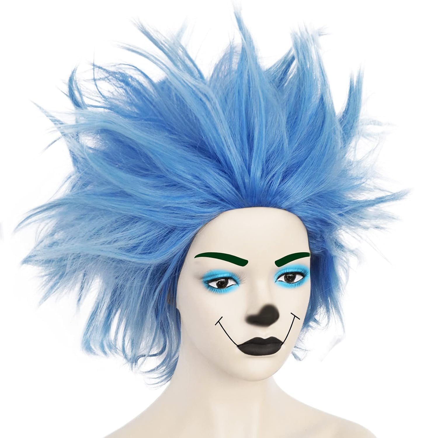 BECULINA Blue Spiky Wig +Hair Cap Synthetic Funny Wig for Men Women Cosplay Characters Themed Parties Blue Crazy Synthetic Hair Short Fun Wigs for Adults Halloween Costume Party Outfit Anime Wigs - Image 3
