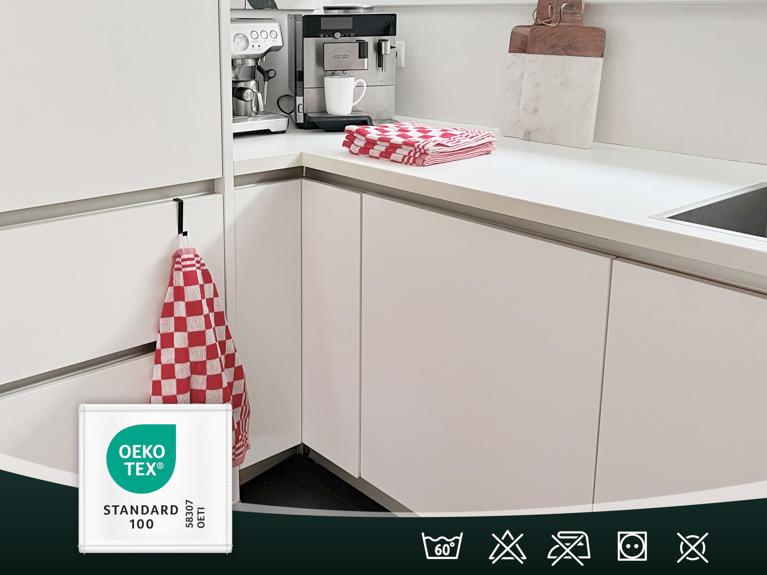 4 Strofinacci In Cotone 50x50cm - Assorbenti E Lavabili A 60° | Qualità Gastronomica Certificata OEKO-TEX - Foto 6