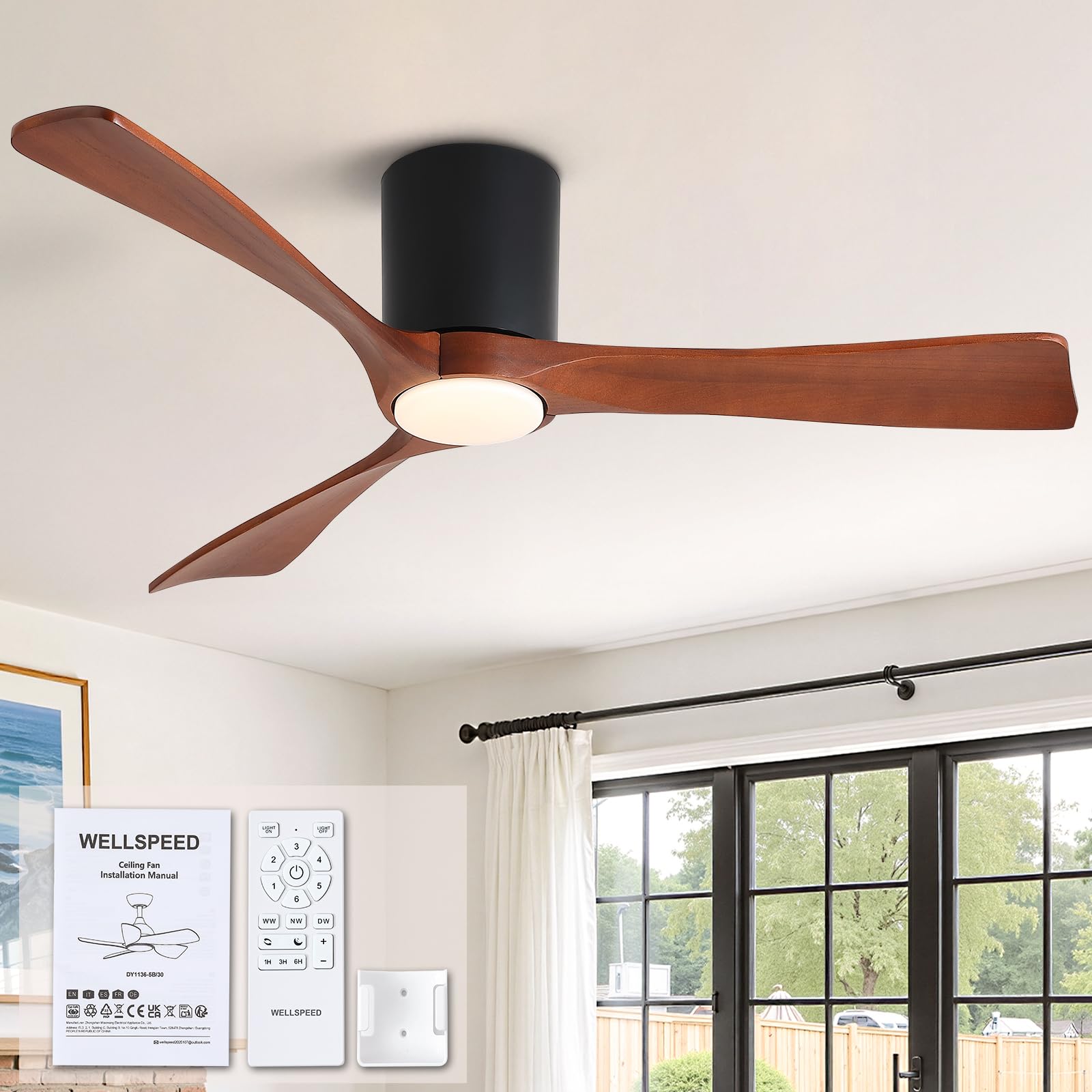 Ventilateur de plafond avec éclairage et télécommande