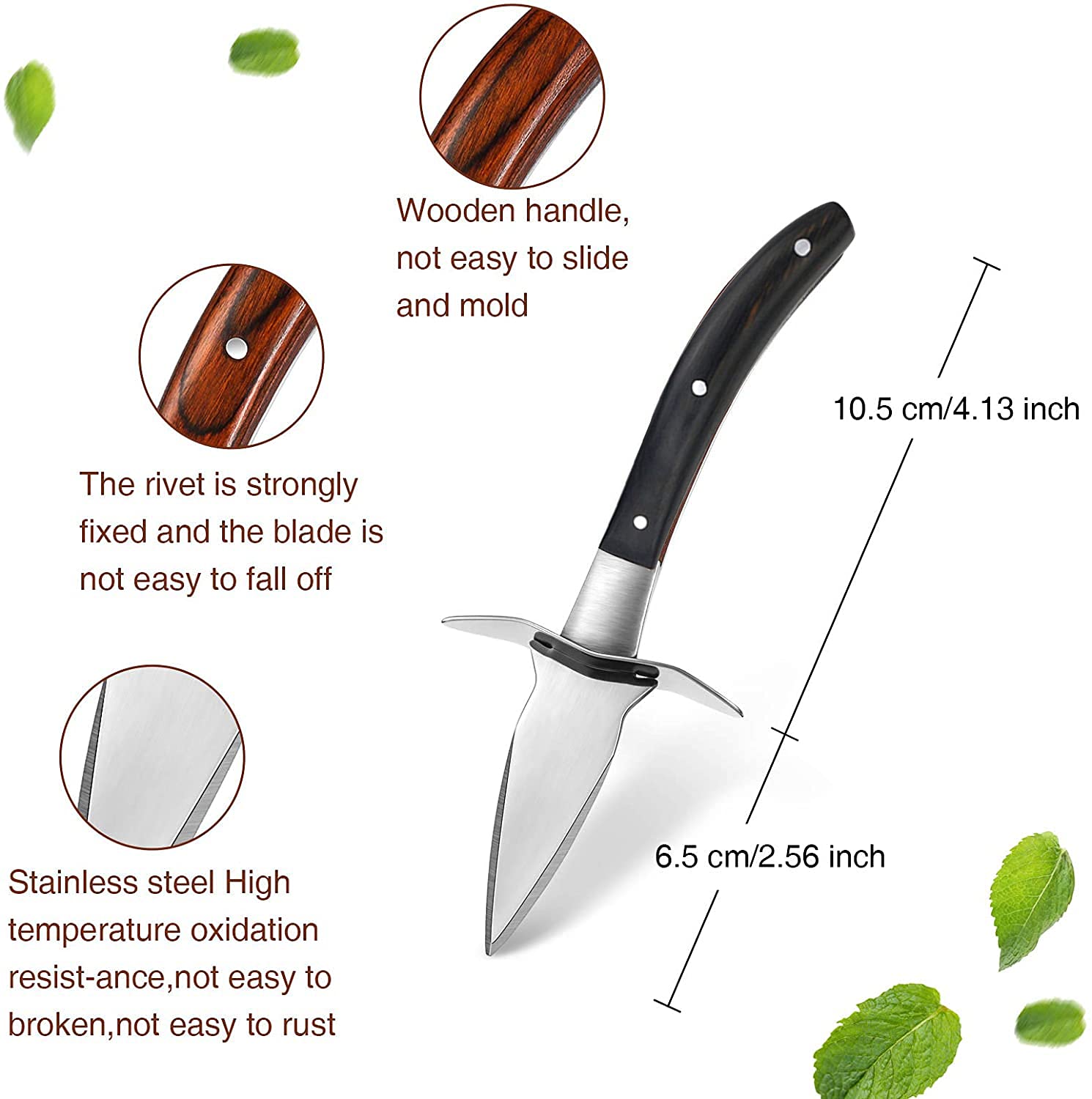 Set con coltello per ostriche e guanti resistenti al taglio, apricostriche, guanti protettivi per conchiglie o formaggi duri. Oyster Knife (cucina, giardinaggio, fai da te) (Nero, Medio)