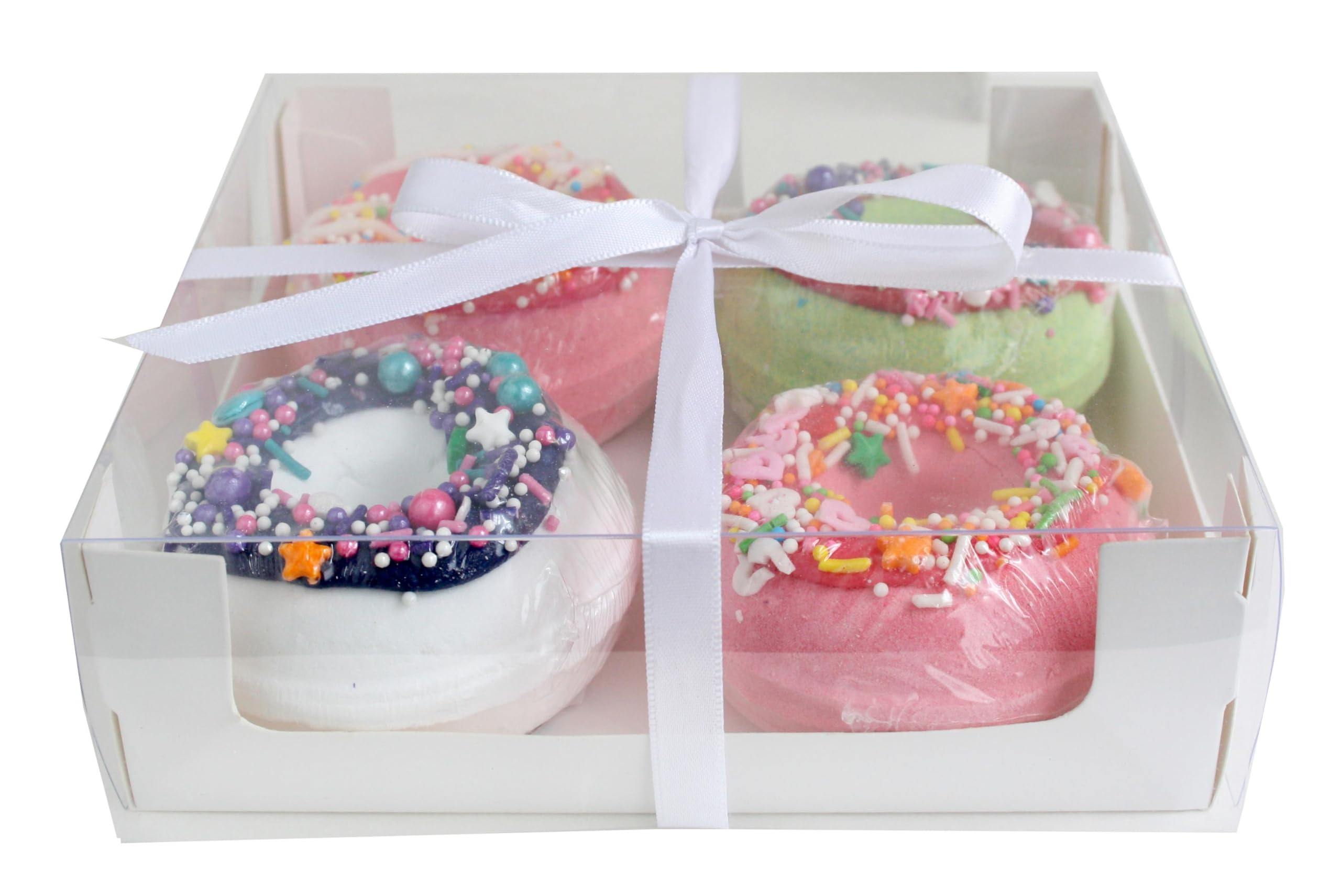 Emartbuy Pack of 36 White Gift Box, 15 cm x 16 cm x 5 cm, Cakes Cupcakes Cookies Muffin Doughnut Petit Fours Pie Desserts Box with Clear Window and Ribbon