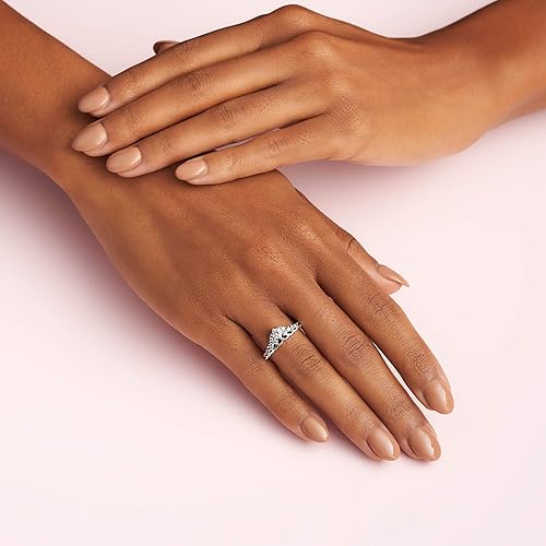 Miniatura 6 de Pandora Joyería - Anillo de circonita cúbica de tiara de cuento de hadas regalo para ella plata de ley Metal Zirconia cúbica