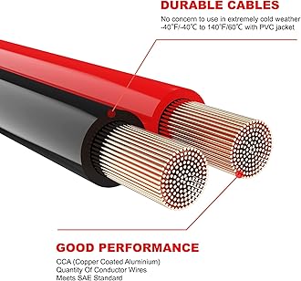 AWELTEC Heavy Duty Jumper Cables,All Copper 6 Gauge 20 Feet Booster Battery Cable,Automotive Wires with Alligator Clips,Carrying Bag,Safety Gloves and Iron Brush for Cars Truck