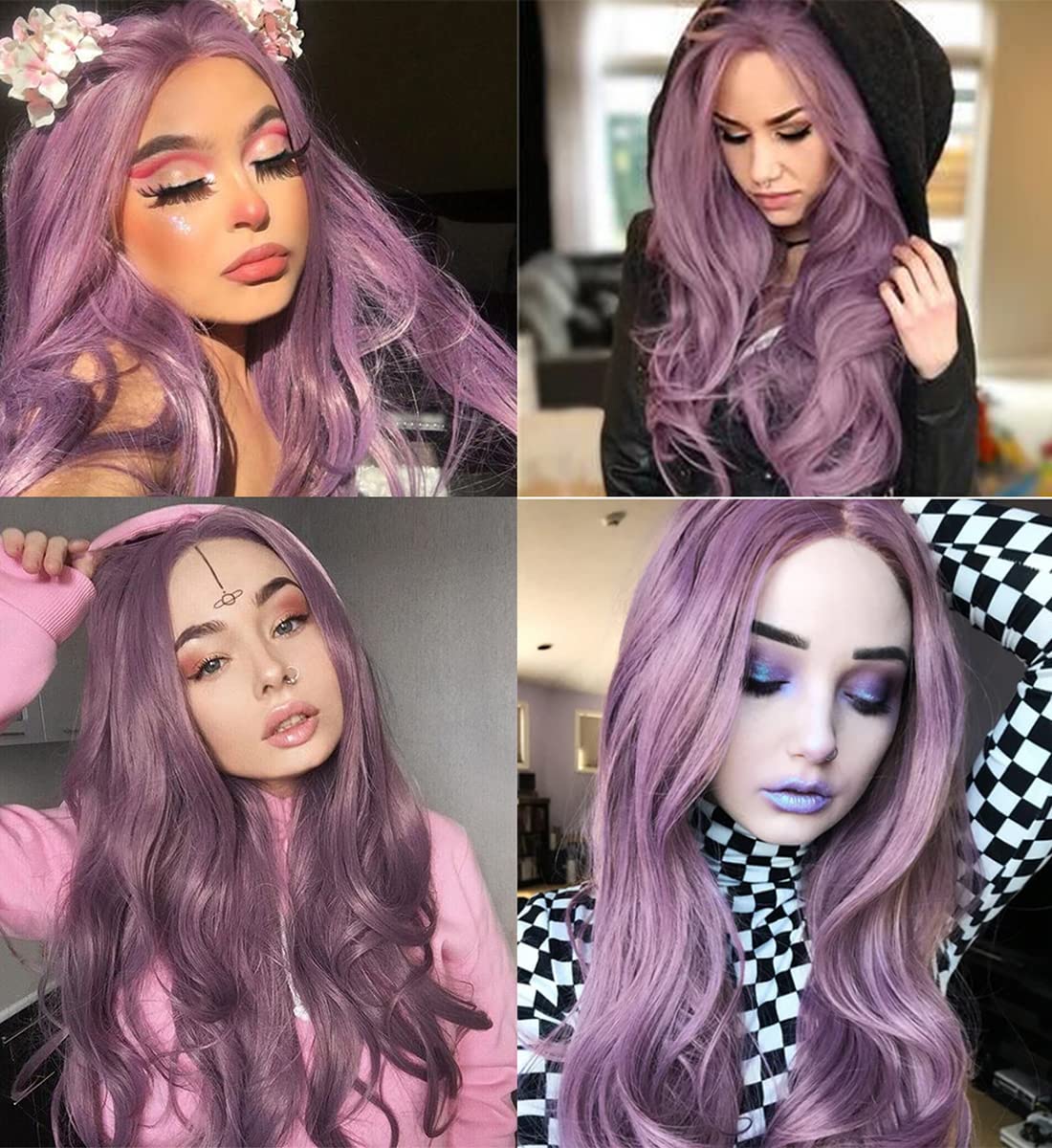 Amazon.com: EALGA Lilac Purple Hair Wigs for Women Synthetic Hair Purple  Lace Front Wigs Wavy Wig Halloween Synthetic Purple Wig 24 inch Cosplay Wig  EALGA-010 : Clothing, Shoes & Jewelry