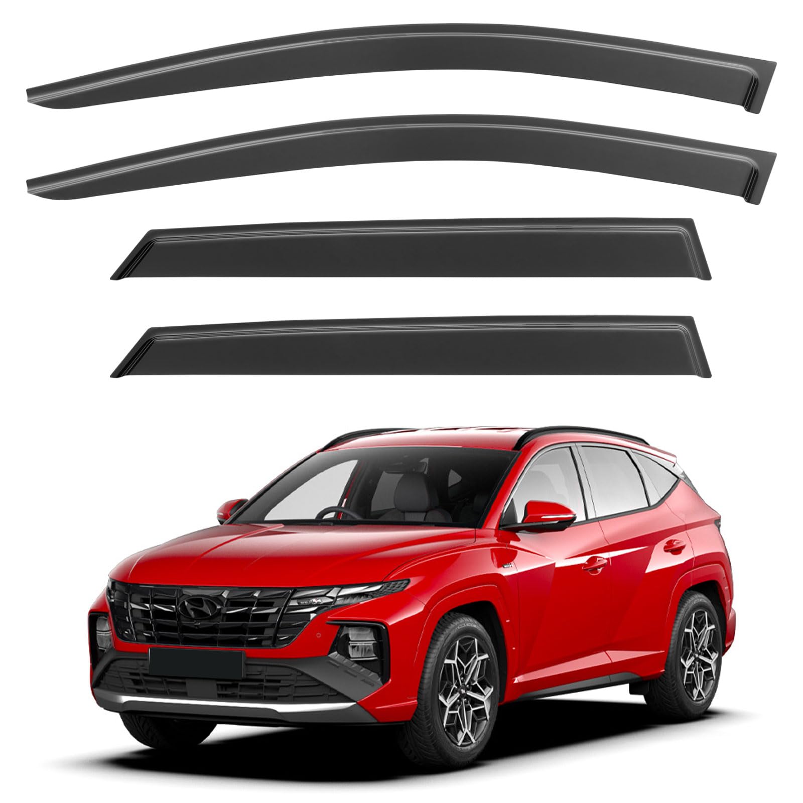 Window Visors Rain Guards for 2022 2023 2024 2025 2026 Hyundai Tucson | Out-Channel Window Vent Wind Deflectors Visors Shades Protectors for 22 23 24 25 26 Hyundai Tucson SE SEL N-Line Limited