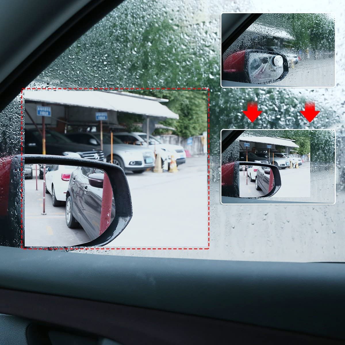 Wudaizhi Blue 2Pcs/Set Car Window Anti Water Mist Anti Fog Rainproof Window Protective Film Universal 175 * 200Mm