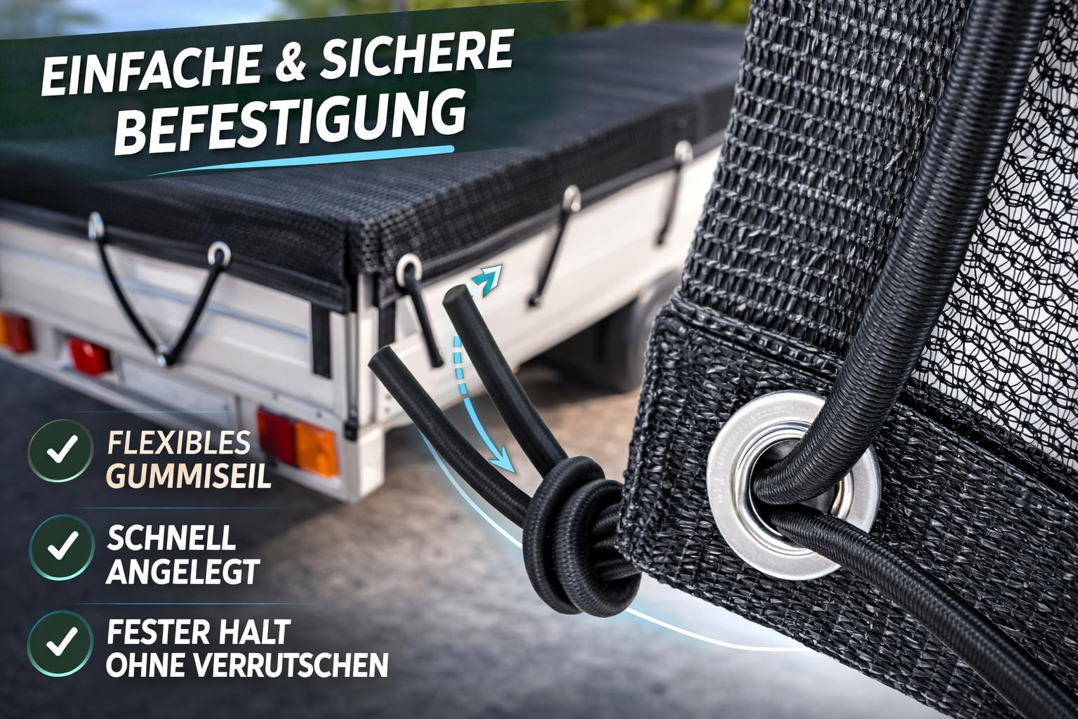 Anhängernetz Feinmaschig - Abdecknetz für Anhänger zur Ladungssicherung - Anhänger Netz Engmaschig als Ladungssicherungsnetz (2 x 3,5 m)