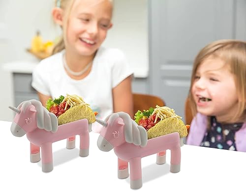Miniatura 3 de Soporte para tacos de unicornio  Plato para niños con divisor con capacidad para 2 conchas para divertirse la fiesta del martes de tacos  Soporte