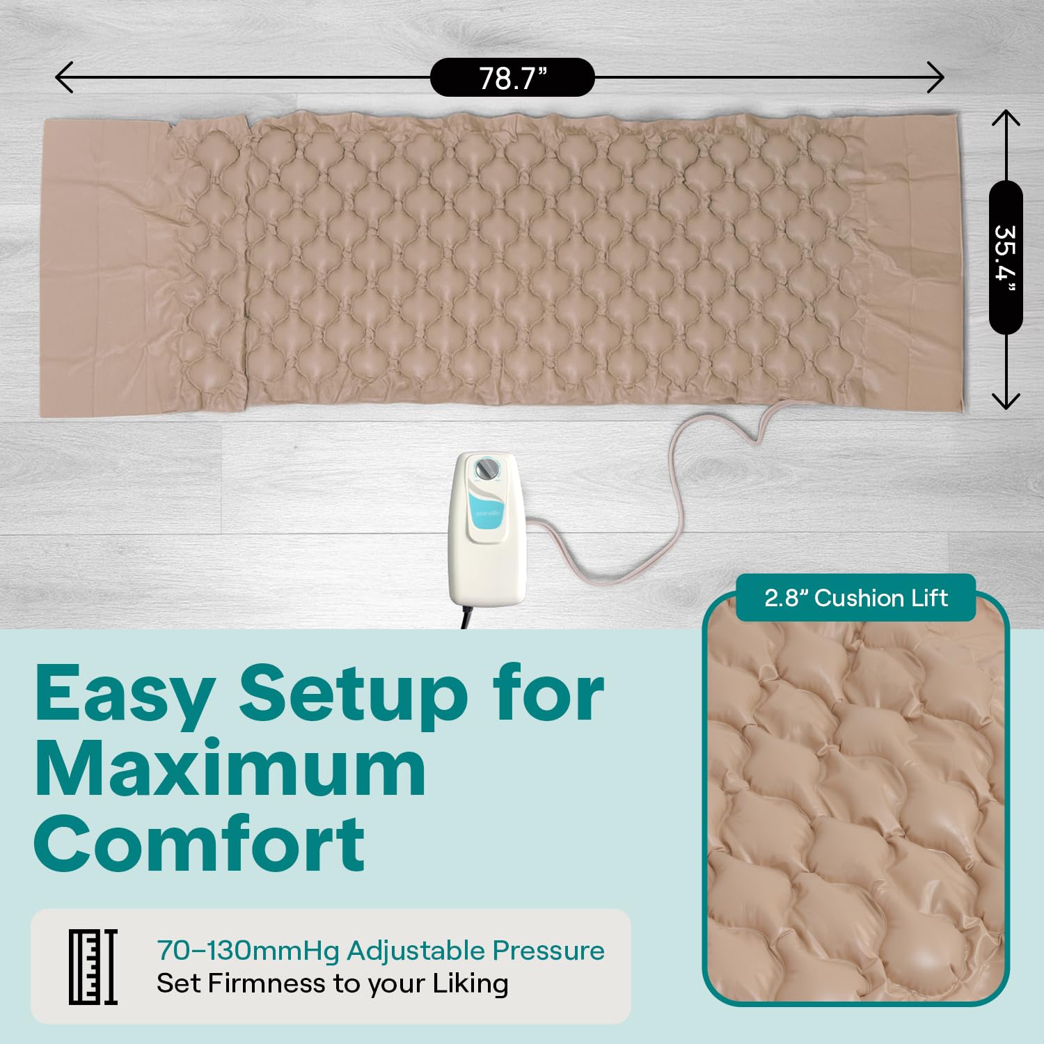 SereneLife Air Pressure Mattress Pad | Hospital Topper for Bedridden Patients | Alternating Air Pressure Mattress with Electric Pump, Medical Grade Pad & Topper for Hospital Bed | 330 lbs Capacity