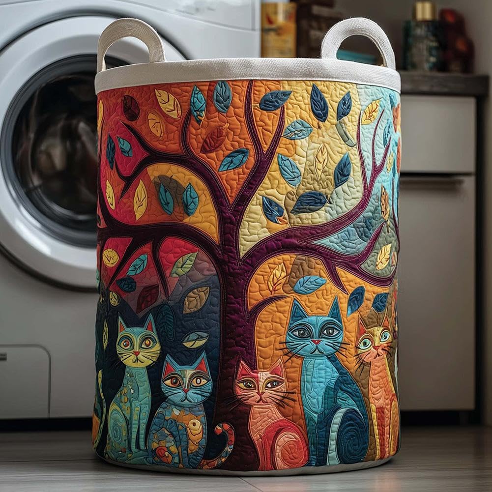 Gesteppter Wäschekorb – Gesteppter Wäschekorb mit Griffen, Boho-Blumenstoff, Aufbewahrungskorb mit Blumenmuster, weicher Wäschekorb für Kinderzimmer, Schlafzimmer, Waschküche, Kleidung und Spielzeug