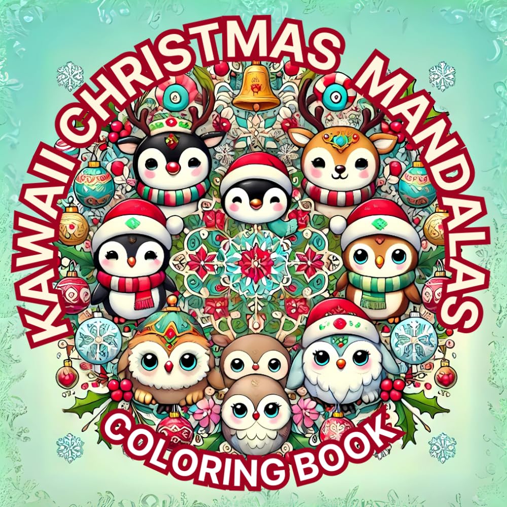 KAWAII CHRISTMAS MANDALAS: 50 CUTE Kawaii Christmas Coloring MANDALAS