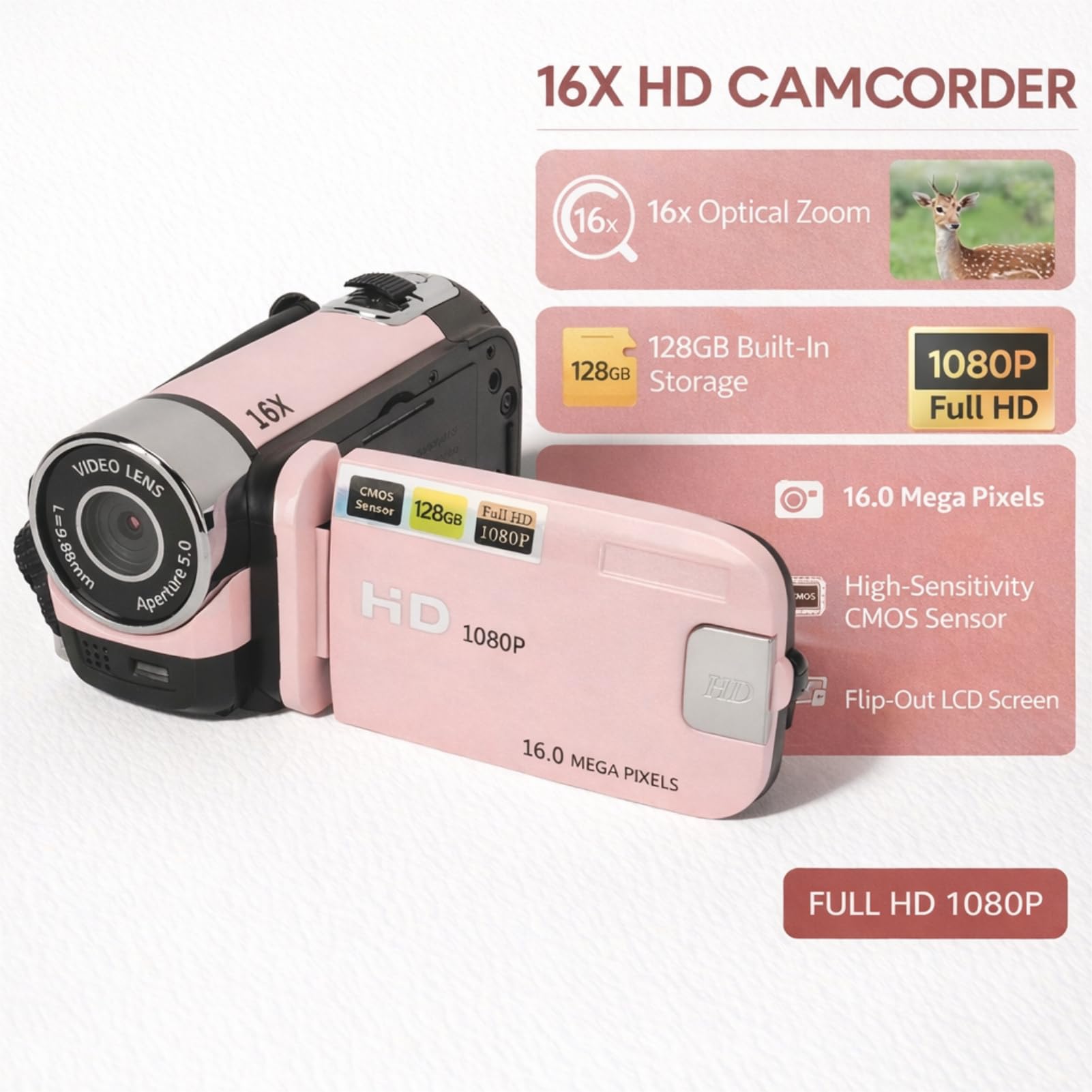 Slimme Digitale Camera, 16MP Ultra HD1080P Micro-SLR-camera voor Fotografie, 2,4-inch HD-scherm, Meerassige Anti-shake, Vlogcamera voor Tieners, Beginnende Volwassenen