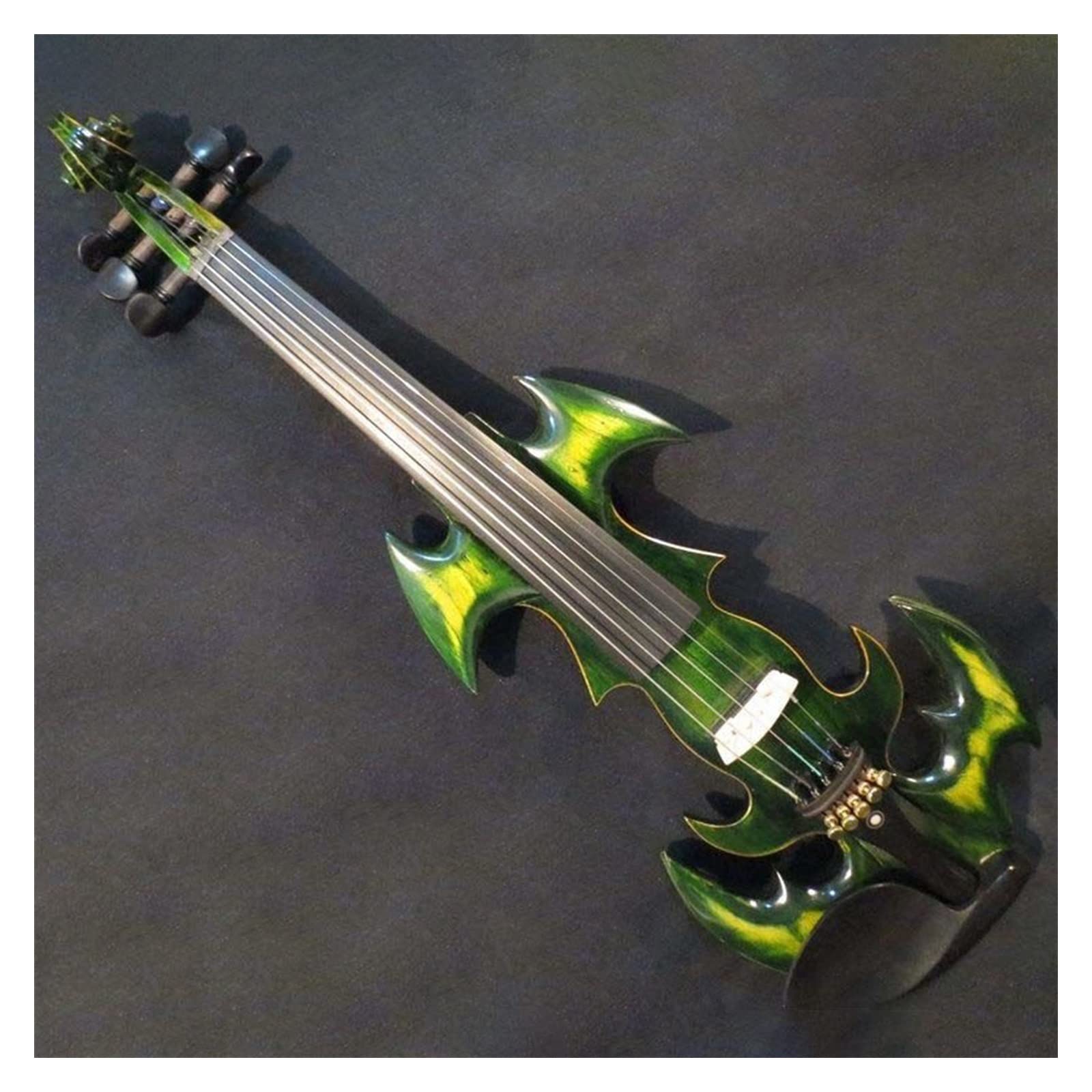 Strumento Musicale per Violino Elettrico A 5 Corde 4/4 in Legno Massello Verde Parte in Ebano con Archetto Violini per Studenti