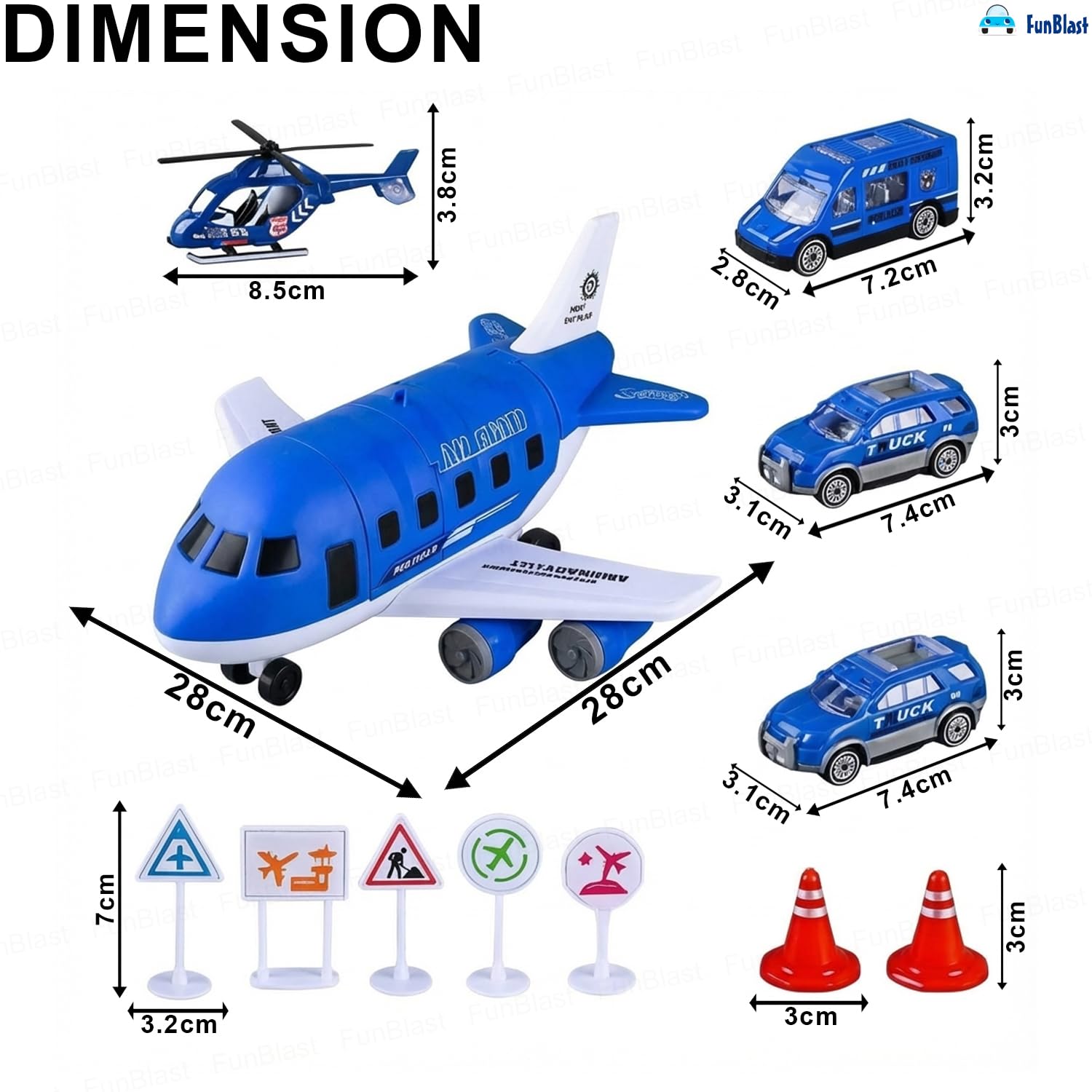 FunBlast Police Airplane Toy Set - Rescue Playset -2