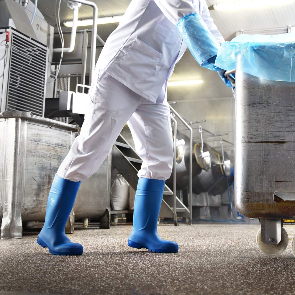Bekina Bottes de sécurité de qualité avec Embout de sécurité pour l'industrie Alimentaire, Facile à désinfecter, y Compris la Semelle intérieure pour Les Pieds Chauds et secs, Confort, Bleu, EU 41