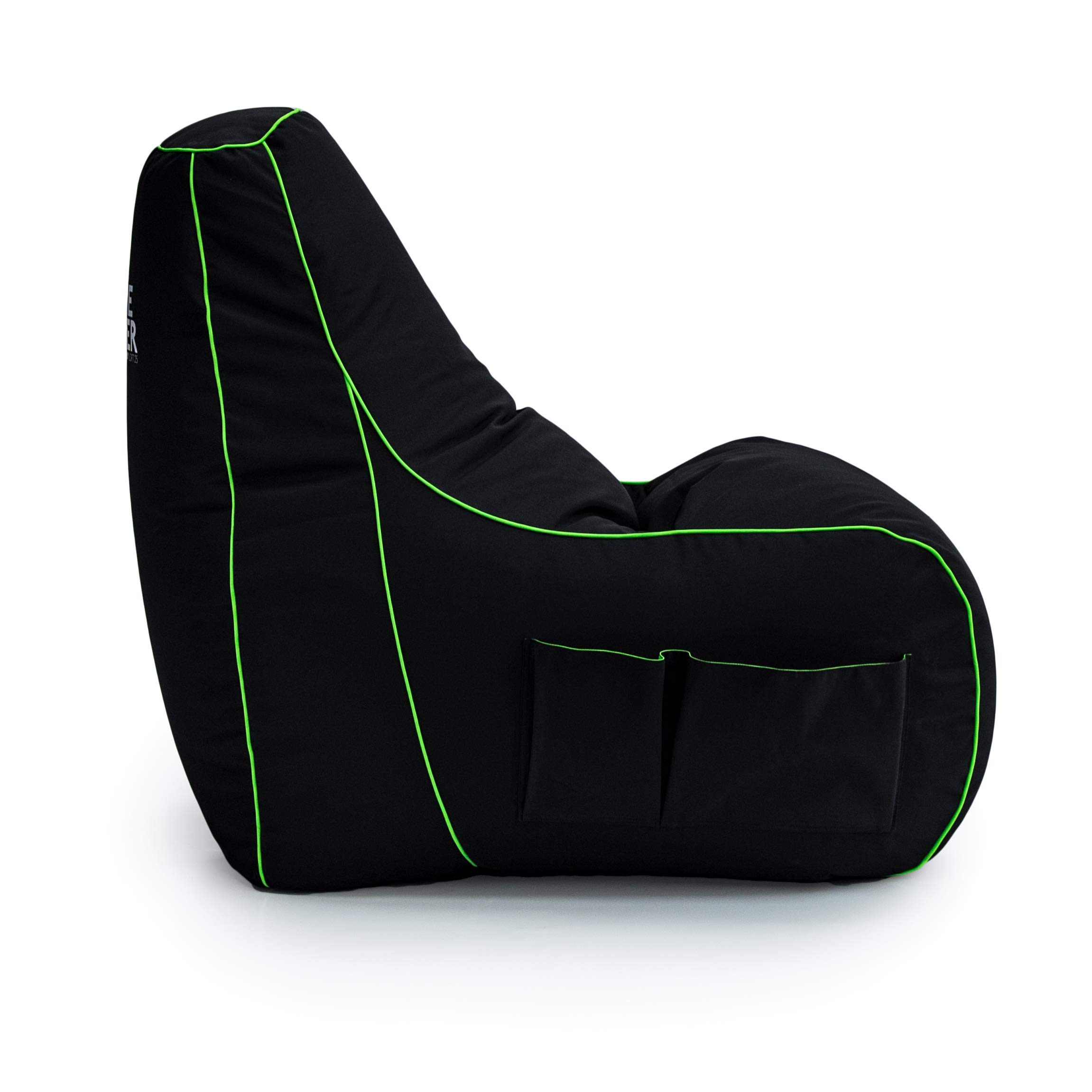 Game Over Video Spiele sitzsack - sitzsack Erwachsene, Indoor Outdoor Bean Bag, sitzsack Sessel für Gaming Room, Headset Halter & Seitentaschen für Controller,Gaming Sessel (Magischer Smaragd)