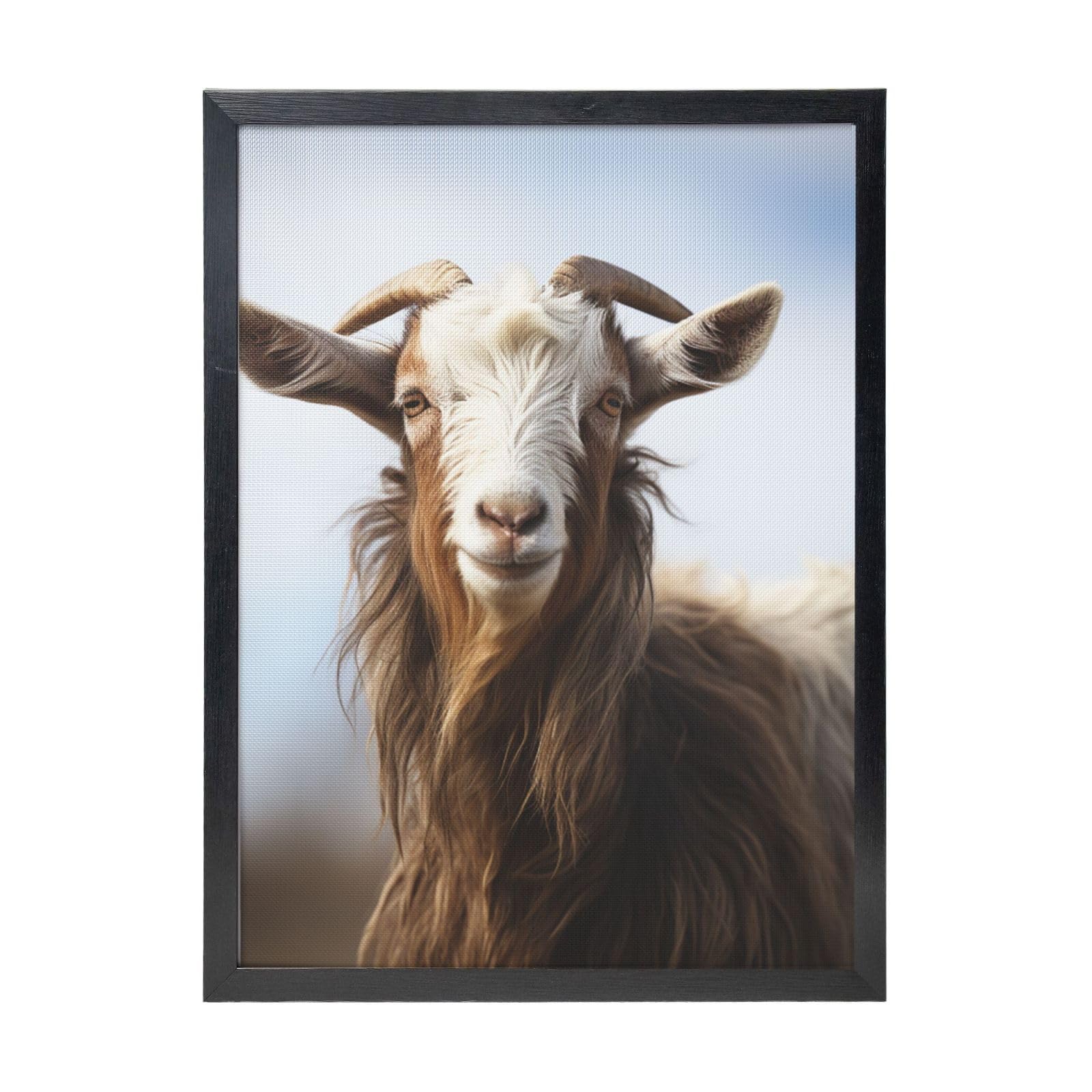 Framed Wall Art - Decorative Canvas Painting Animal Goat Pictures Poster Aesthetic Modern Prints Artwork for Bedroom Office Wall Decor Ready To Hang 12x16 in