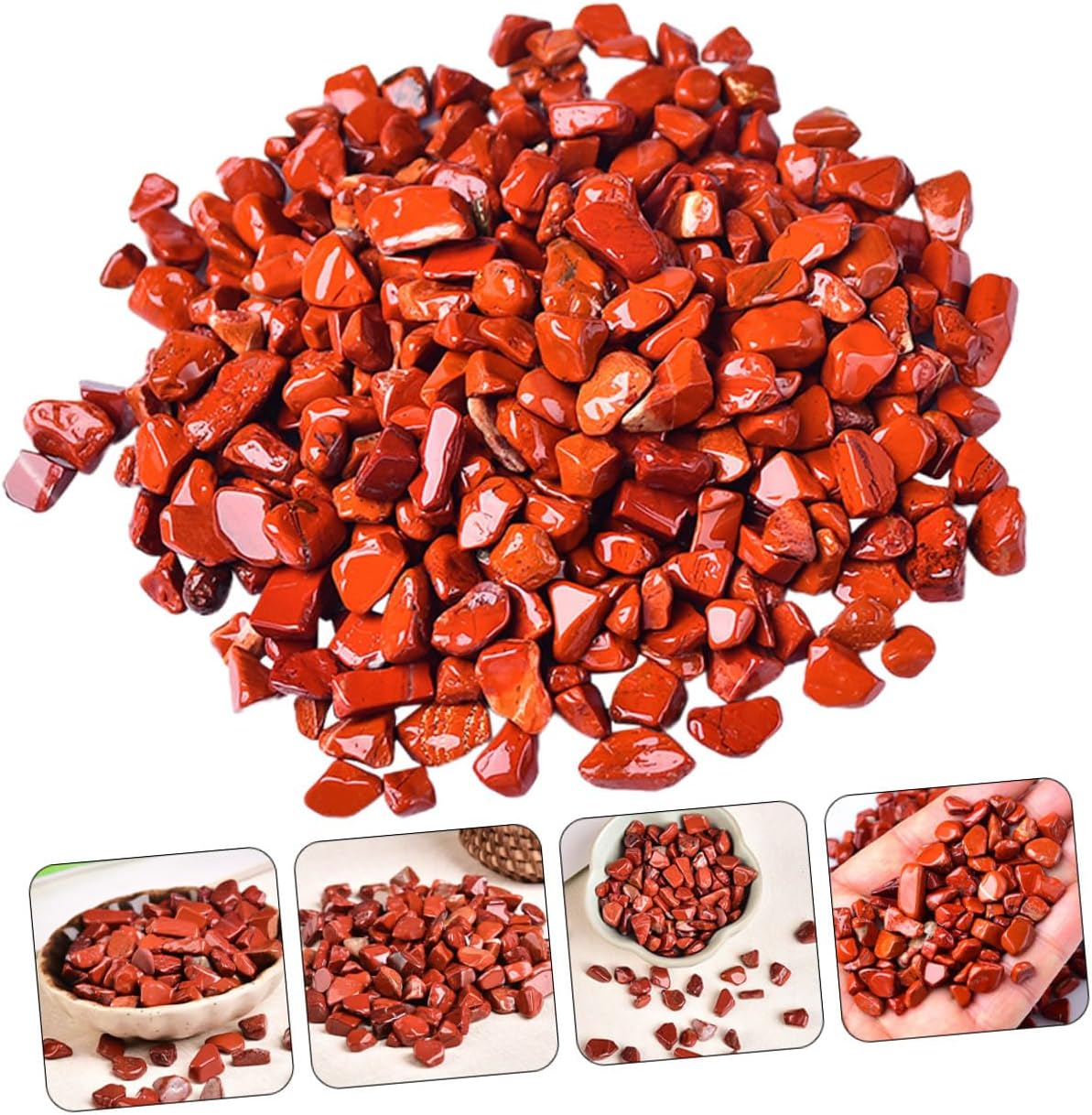 Cabilock Red Jasper Aquarium Gravel 7-9mm Bulk Fish Tank Decorative Stones 2lb Natural Gemstone Landscaping Rocks Terrarium Decor for Aquatic Pets