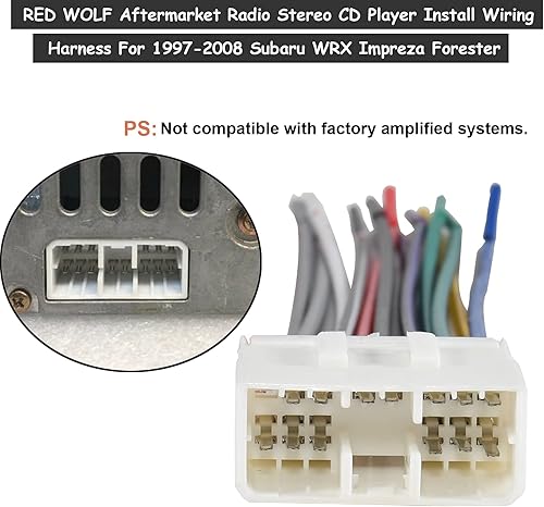 Miniatura 2 de RED WOLF Arnés de cables de radio, reproductor de CD estéreo, compatible con Subaru Outback WRX Impreza Forester Legacy 1997-2008