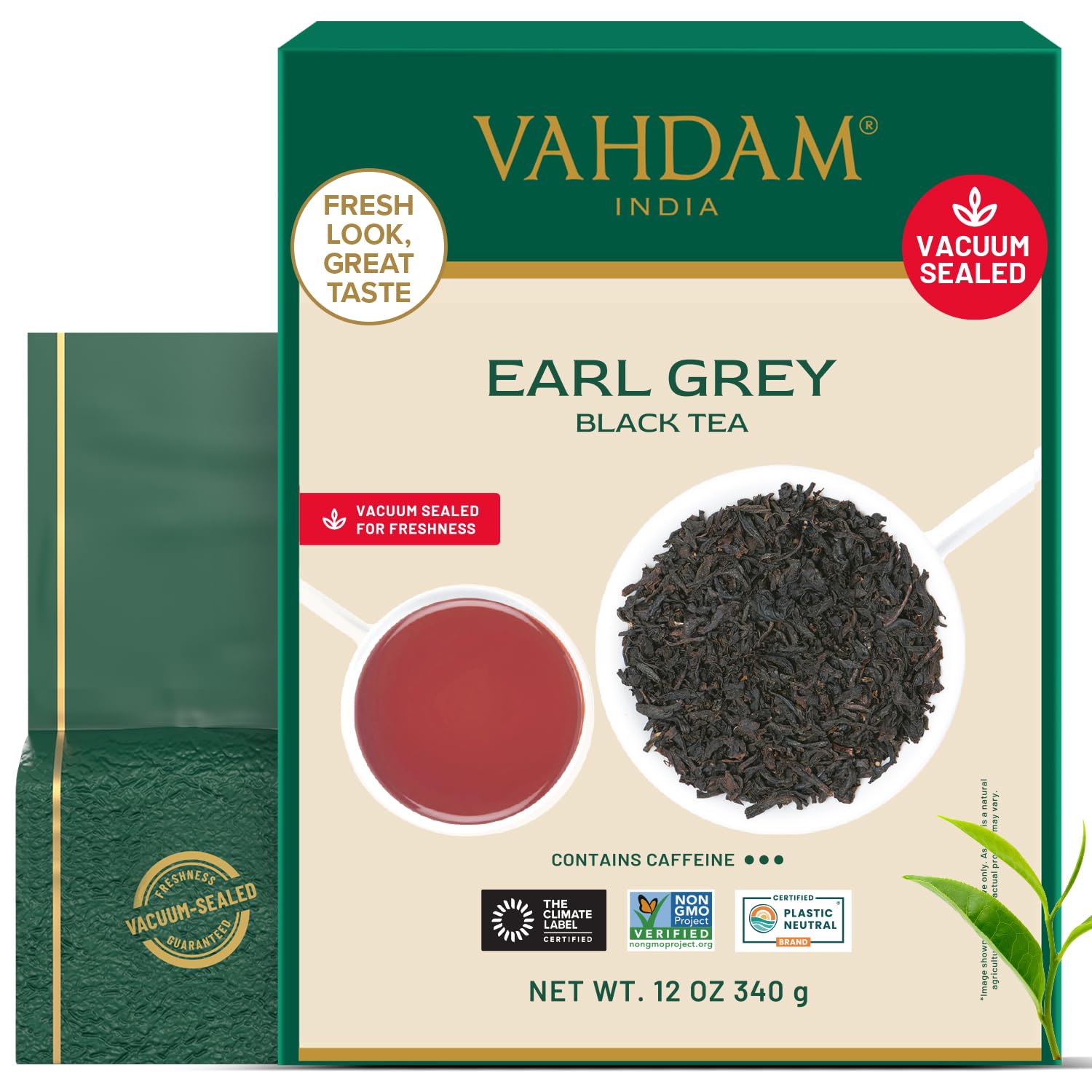VAHDAM Hojas de Té Negro Earl Grey 340 g 170 tazas Aceite de Bergamota Natural