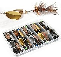 Vista 1 de Señuelos giratorios para trucha con cola de mosca seca Stimulator/Humpy, paquete de 5/10 spinnerbait cola de gallo 100% atados a mano para pesca
