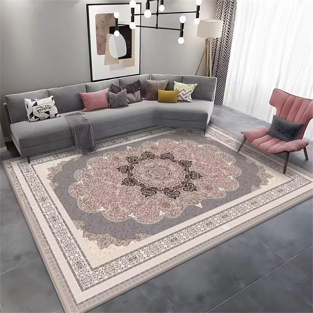 Tapis floral rétro gris de 120x160cm au tissage doux moderne