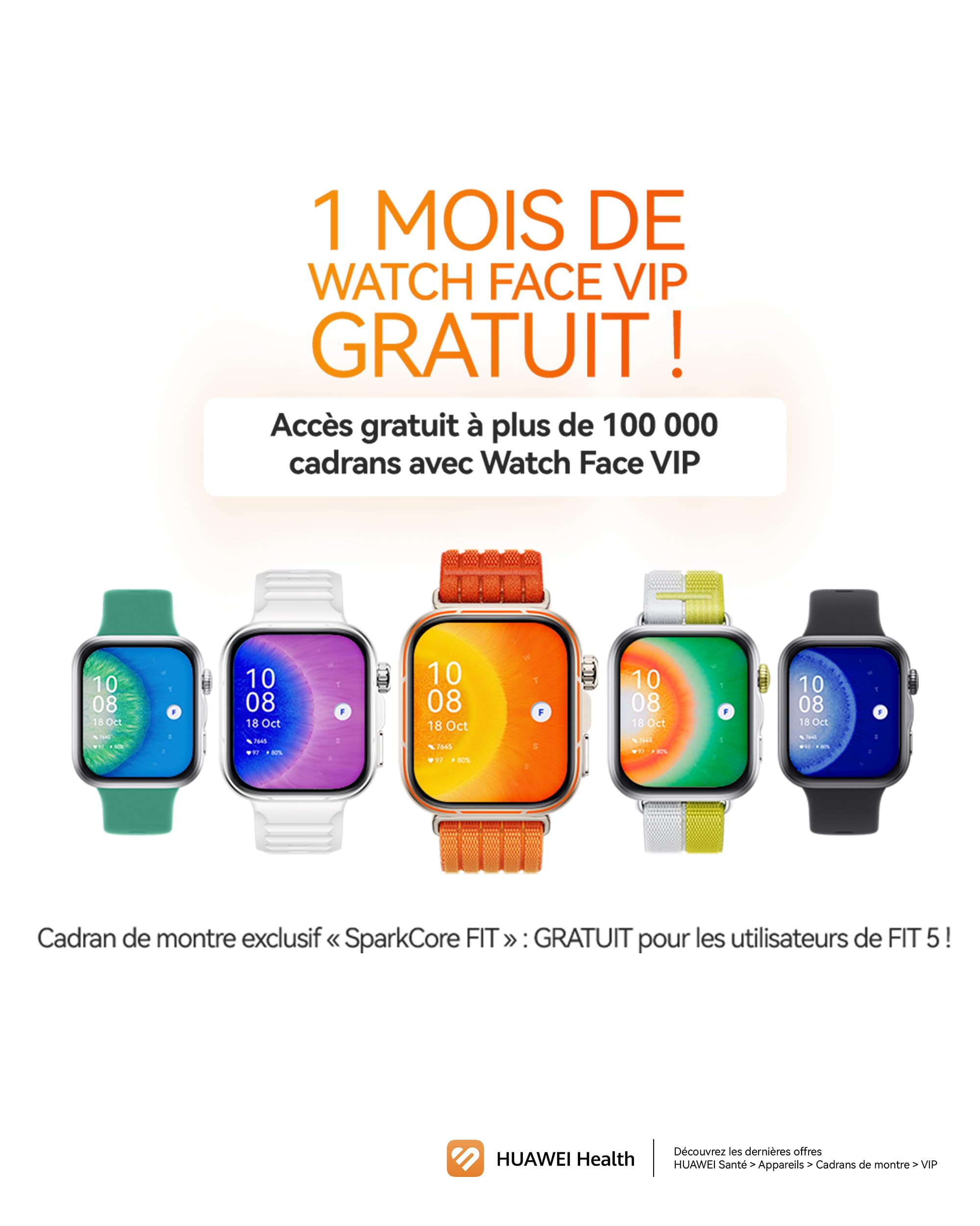 HUAWEI Watch FIT 5 Pro Montre connectée GPS ECG Écran AMOLED 1,92'' Verre Saphir Résistance à l'eau 5 ATM NFC Orange