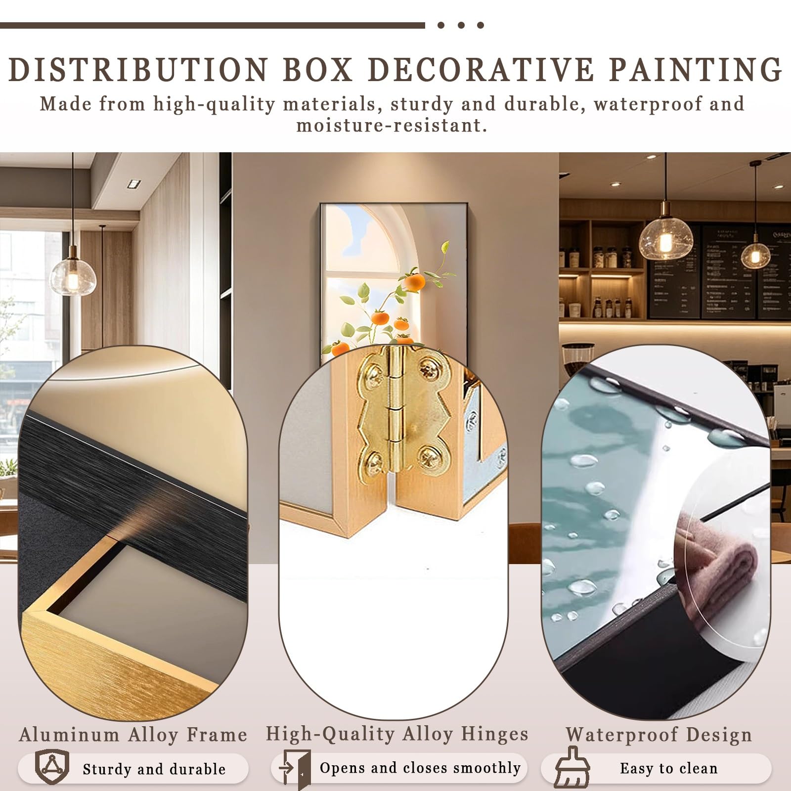 De Interior Cubierta De Caja EléCtrica Tapa Contador Sencillo Medidores EléCtricos Decorativos,Caja Portón Eléctrico Pintura Decorativa FáCil De Colgar Desmontable Caja(Gold-L,70 * 140cm)