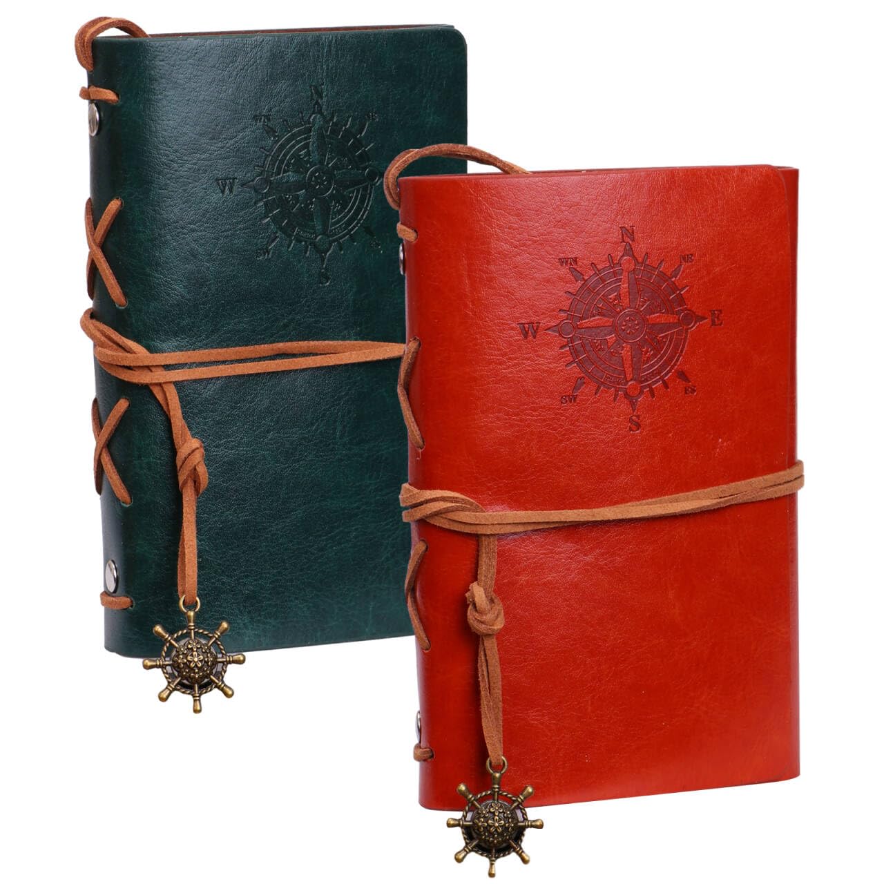 NUOOO Leather Journal Writing Notebook Nautical Spiral String Closure and Unlined Pages Vintage Style Handmade Diary for Men and Women Writing Pad Gift for Artist Sketch(8.5x13cm)