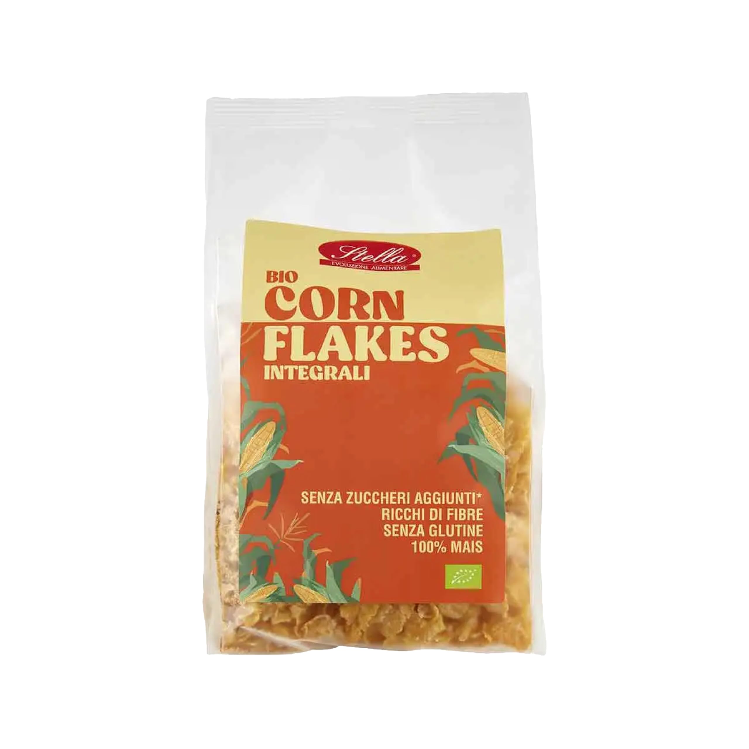 Stella Corn Flakes Integrali BIO Senza Glutine - 8 confezioni da 300g - Senza Zuccheri Aggiunti, 100% Mais
