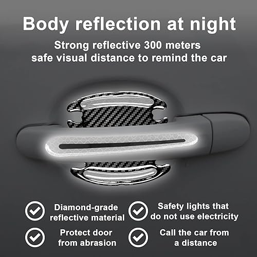 Miniatura 5 de 8 protectores 3D para manija de puerta de automóvil, calcomanías reflectantes a rayas antiarañazos, marcador de advertencia de seguridad al aire