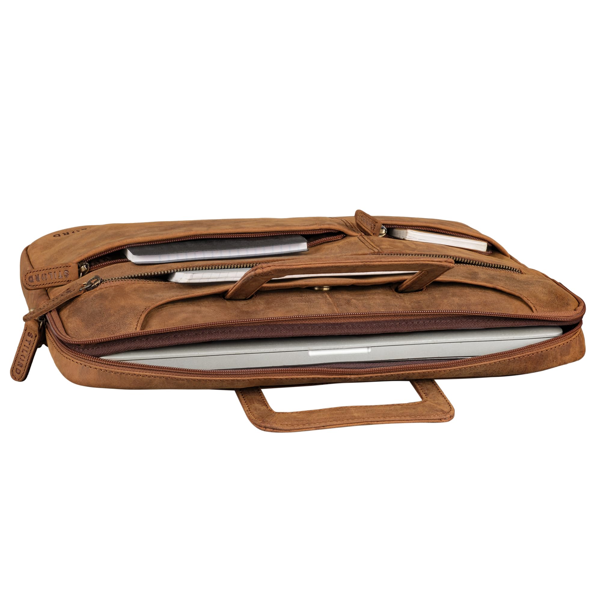 STILORD 'Farleigh' Maletin Portatil Compacto Cuero Bolso Hombre para Trabajo Negocios Viaje Funda ordenador Portatil 15.6 Pulgadas de Piel Auténtica