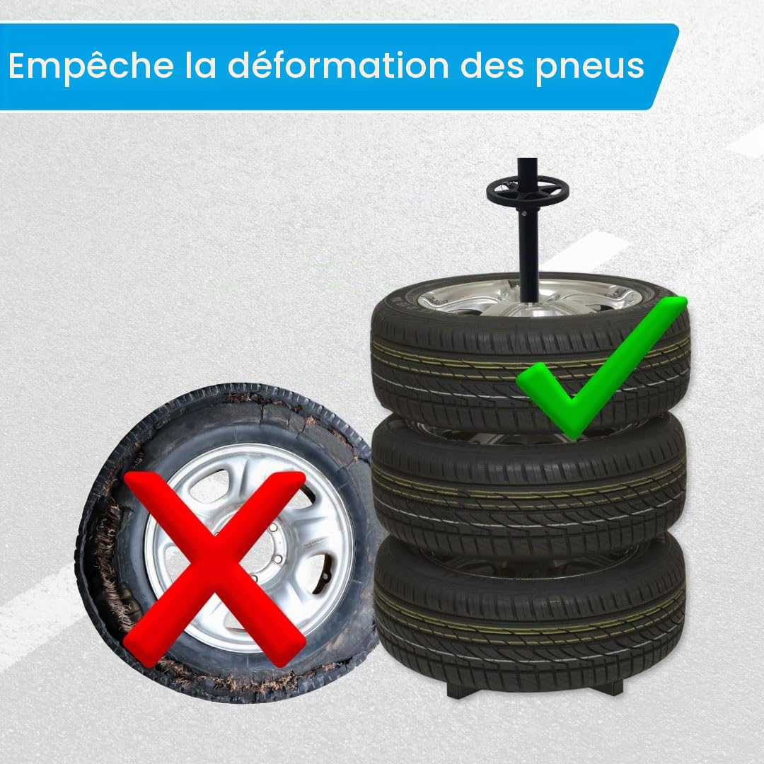 cartrend Support de pneu XL - Charge maximale de 120 kg - Compatible avec tous les types de jantes et pneus jusqu'à 285 mm - Noir