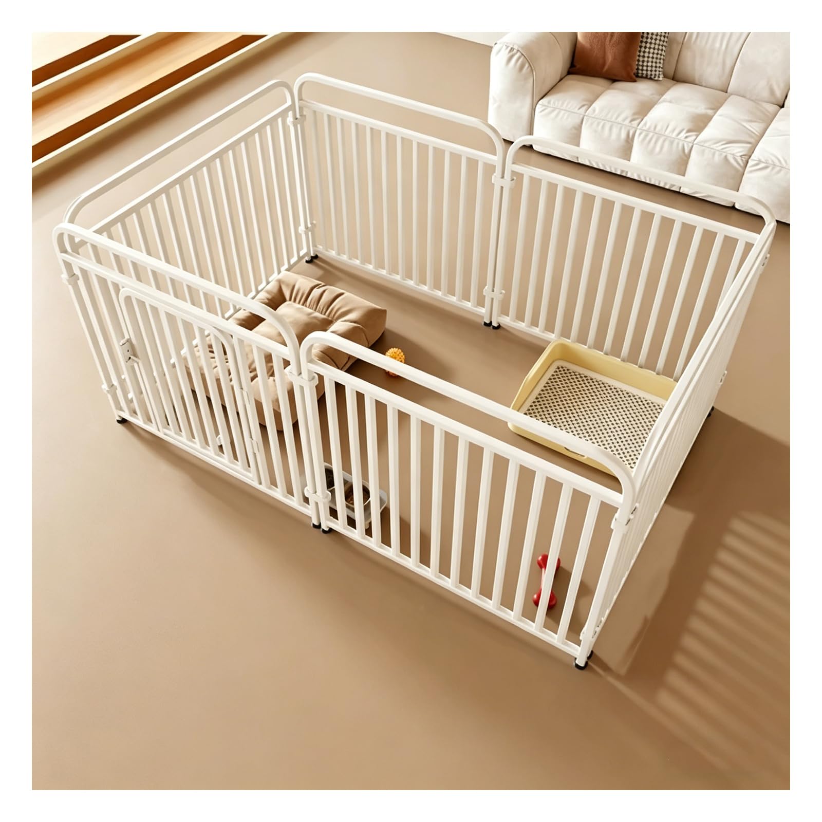Vallas para Perros con Puerta, Caseta para Perros Pequeños y Medianos, Corral Resistente con Ventosas, Jaula para Cachorros, Conejos y Gatos(Size:120 * 60 * 60cm/47 * 24 * 24in,Color:Blanco)