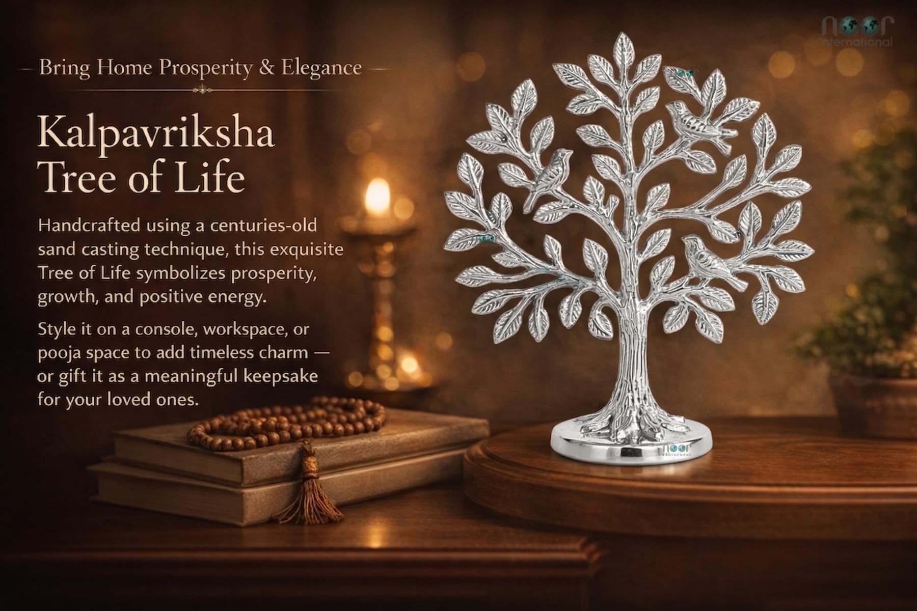 Silver Kalpvriksh Tree Sculpture - Tree of Life Decor -7
