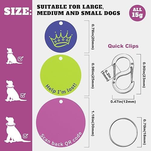 Miniatura 5 de Etiqueta de perro con código QR, etiquetas de perro personalizadas, etiqueta de identificación de perro, etiqueta de nombre de perro, etiquetas de