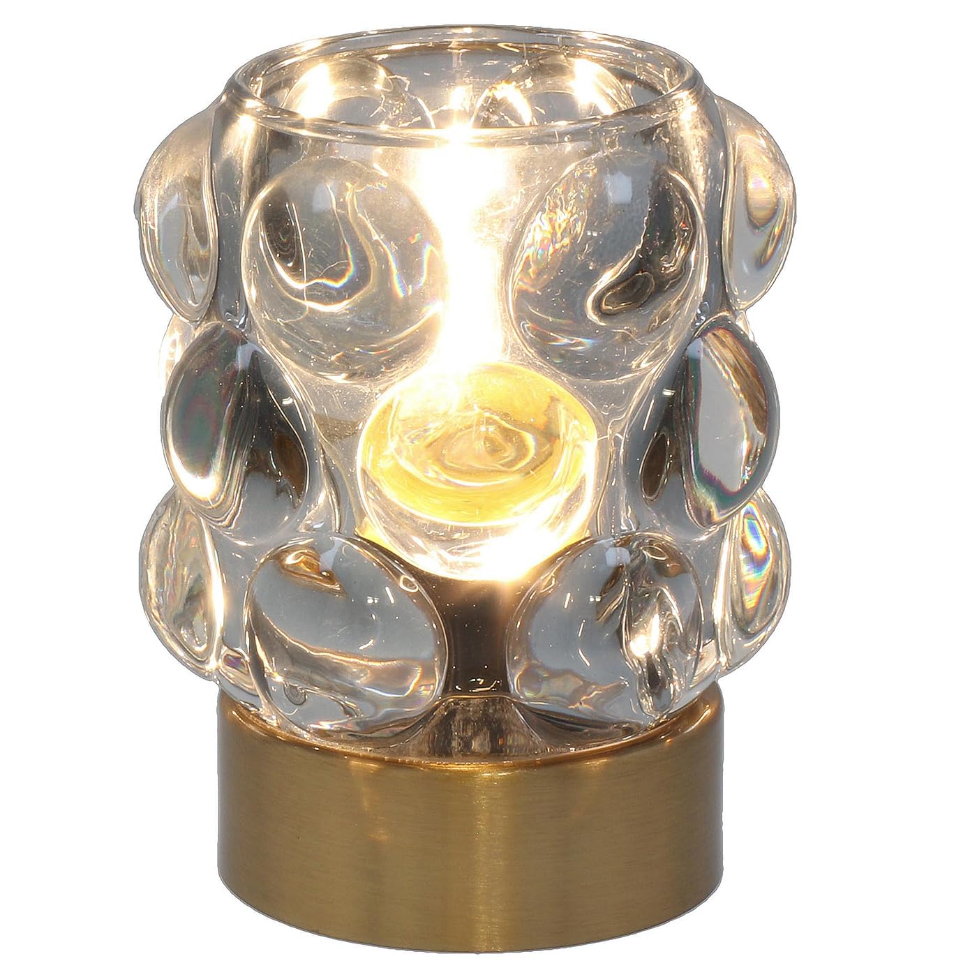 Shudehill Giftware Luxe LED Unique Bubble Glass Lamp with Brushed Gold Base - Grey, Purple or Green (Grey)