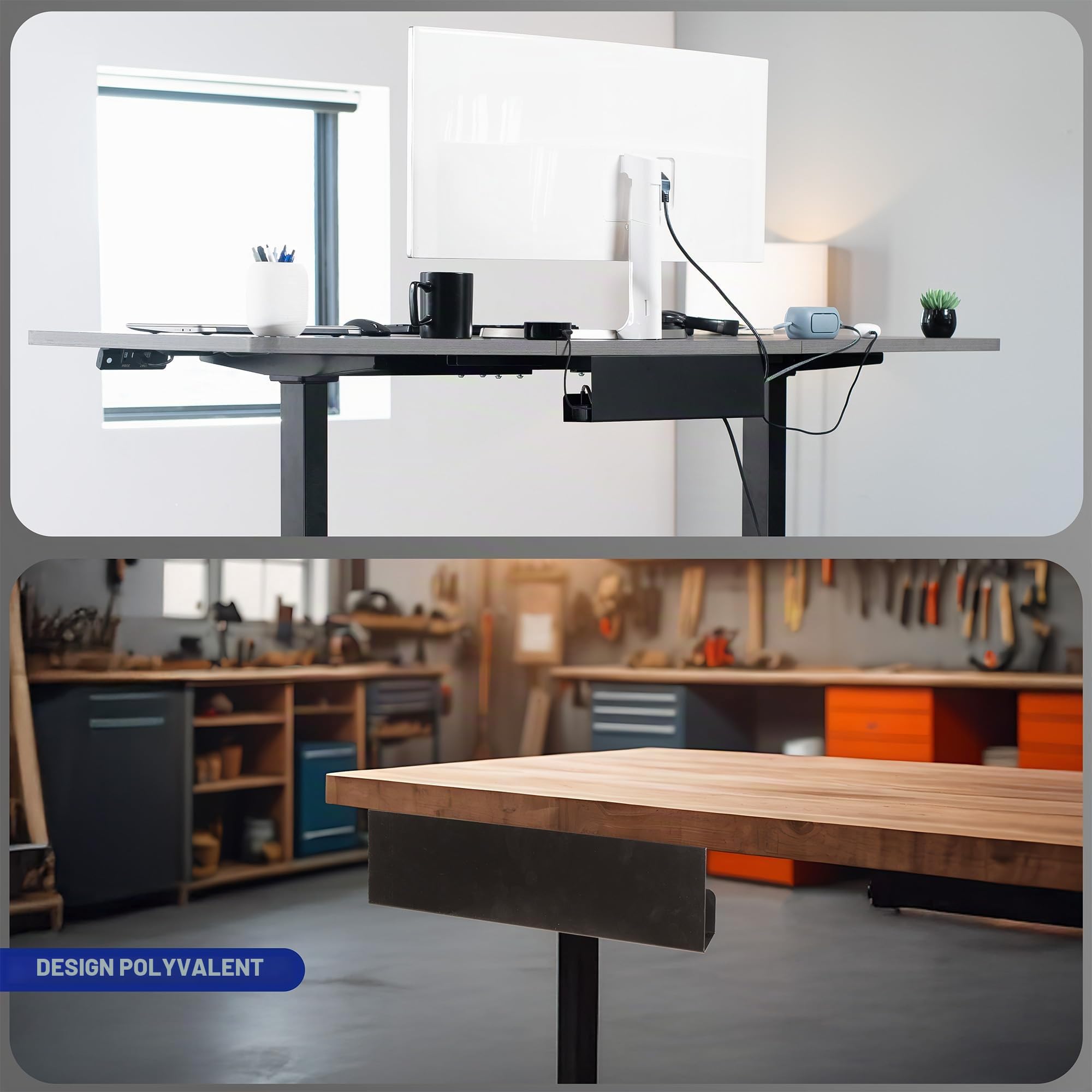 Vivo DESK-AC06-1C Plateau de Gestion de câbles, Support de multiprise, Organisateur de câbles, pour Bureau et Maison, Noir, 43,2 cm