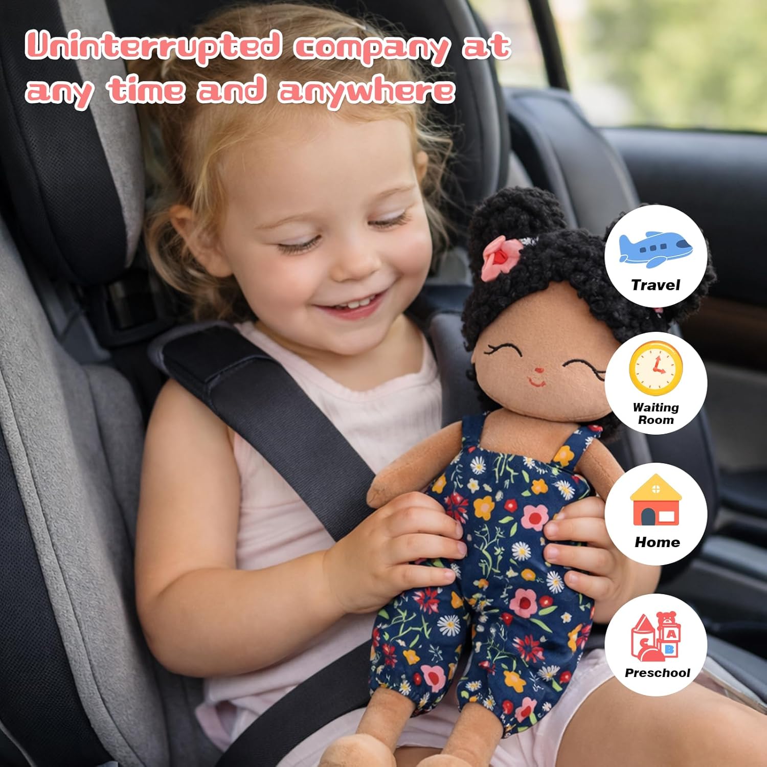 Soft Black Baby Doll Toys 16'' African American Baby Rag Doll for Girls, One Year Old Girl Birthday Gifts,Plush Toys for Toddlers Kids Infants (Black)