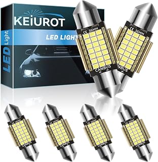 Keiurot 6418 6411 LED Bulb, 36mm LED Festoon bulbs C5W LED 6PCS Canbus Error Free 2016 Chipsets 21SMD 12V for Car Interior Replacement Dome Reading License Plate Lamps No Polarity
