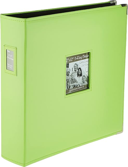 Pioneer Photo Albums T-12JF/C Jumbo 3-Ring Sewn Leatherette Frame Cover Memory Book Binder, Lime Green