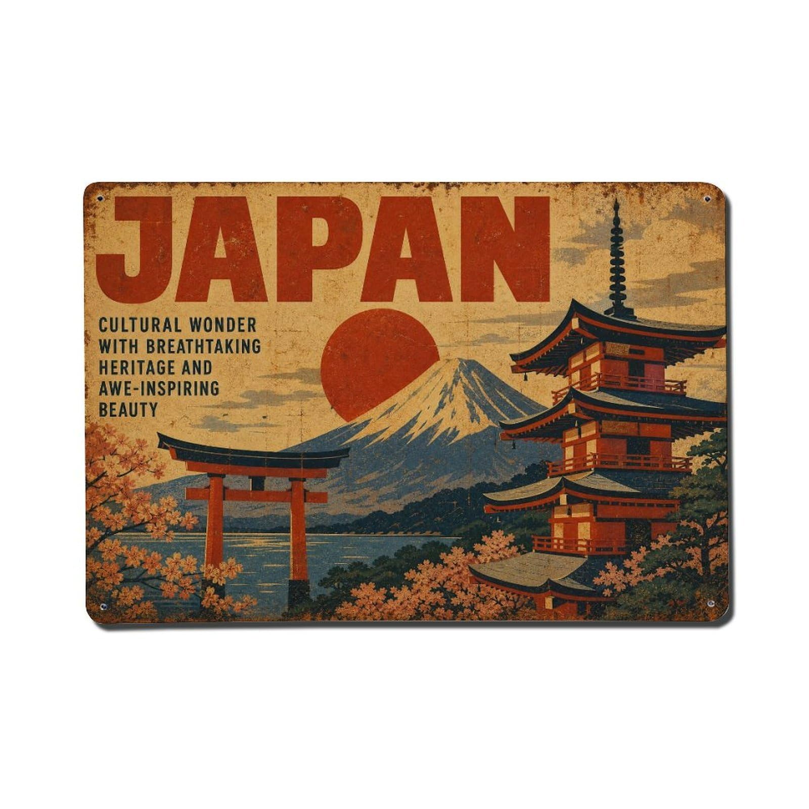 Huiyhb 8X12inch(20X30cm) Vintage Travel Japan Wonder Metal Tin Sign